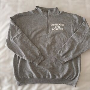 ✨NEW✨ Assholes Live Forever - Gray Quarter-Zip Men's Sweater